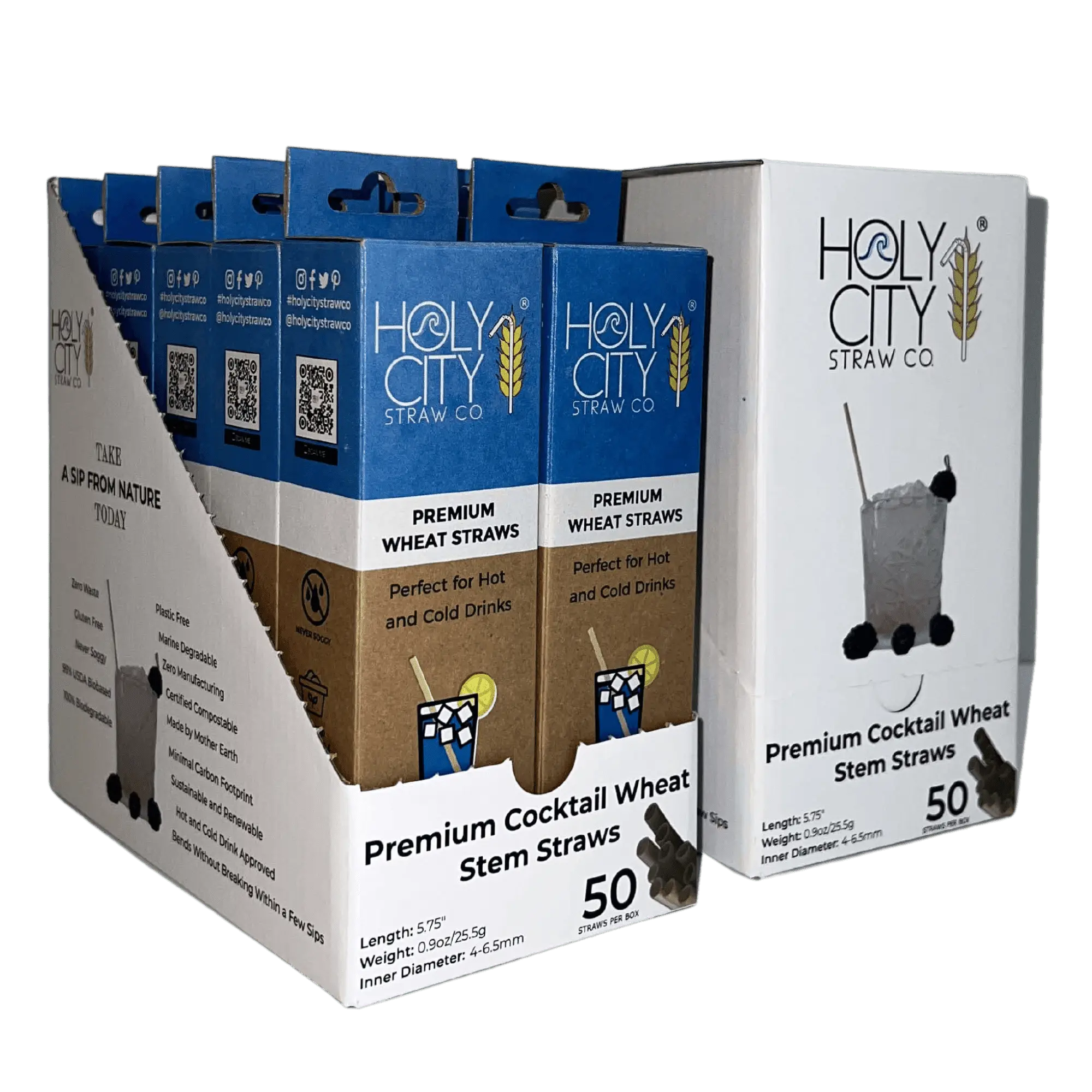 5.75" Cocktail Wheat Stem Drinking Straws | Inner Pack | 10 x 50ct. Boxes