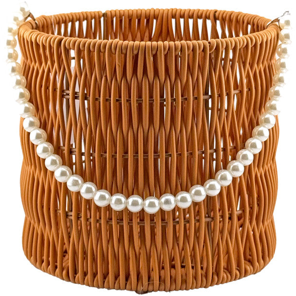 6.5" Woven Basket with Pearl's-0