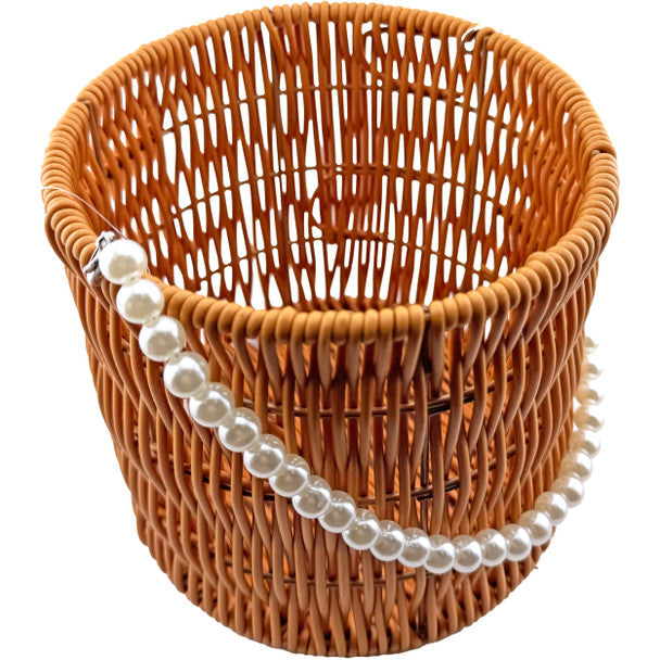 6.5" Woven Basket with Pearl's-1