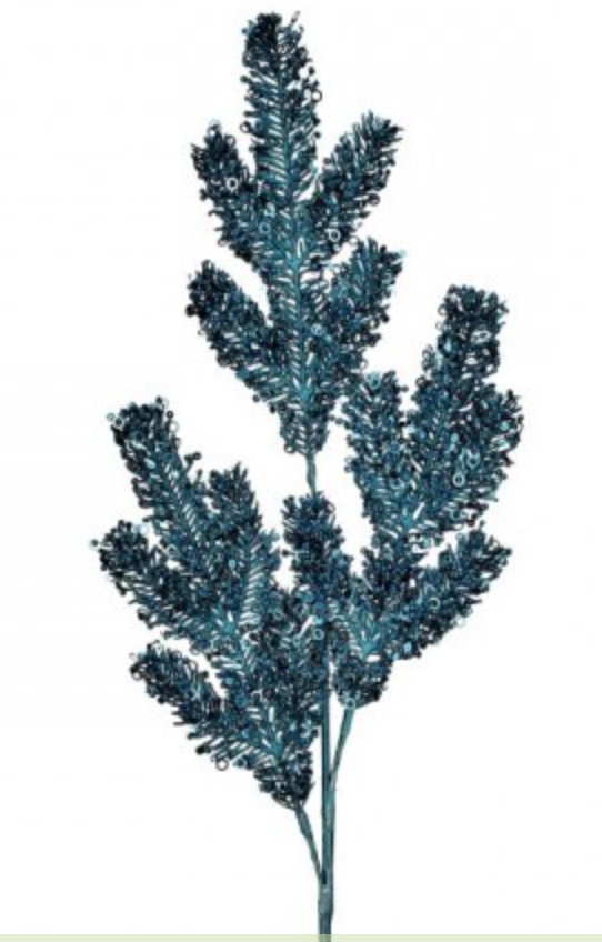 30" GLITTER/SEQUIN ANGEL PINE SPRAY TEAL BLUE-0